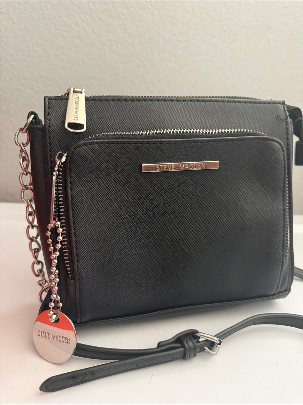 Steve Madden Black Crossbody with Chain Accent